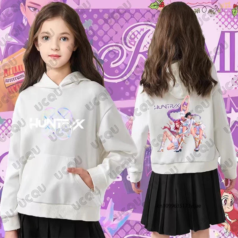 New KPop Demon Hunters Print Cotton Hoodies For Children Autumn Winter Long Sleeve Sweatshirt Casual Pullover Kids/Adult Tops