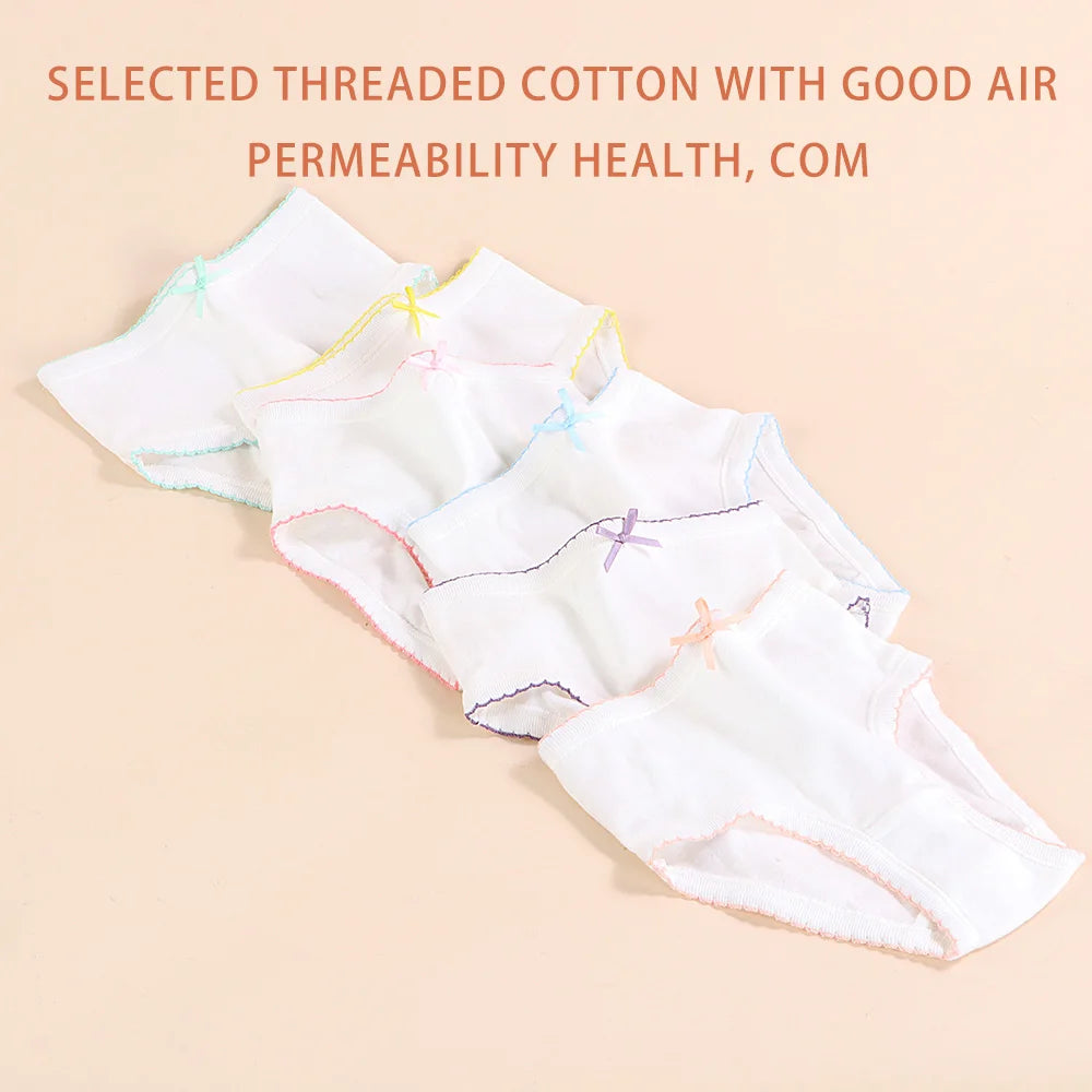 6 Pack Girls Cotton Underwear - 100% Pure Cotton Breathable Comfortable Kids Panties - Soft White Toddler Underwear for Girls -