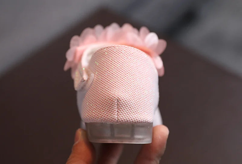 Girls Rhinestone Flower Shoes Low Heel Flower Wedding Party Dress Pump Shoes Princess Shoes For Kids Toddler