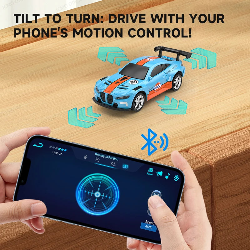 JCMO Racing Car Mini Scale 1:64 Three Speed Adjustment High Speed Mobile Phone Controllable Toy Remote Control Racer For Kids