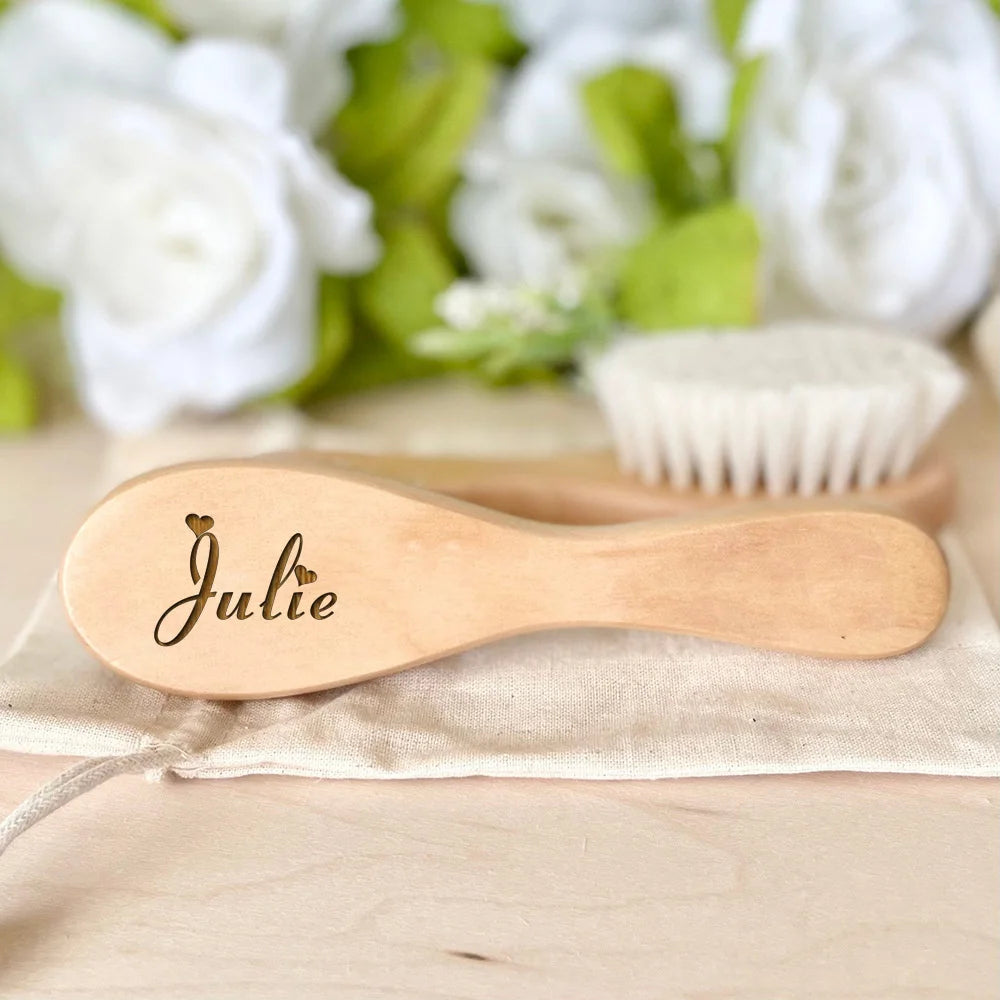 Personalized Baby Hairbrushes Engrave Infant Name Wooden Newborn Hair Brush Comb Birth/Baptism/Birthday Baby Shower Gifts