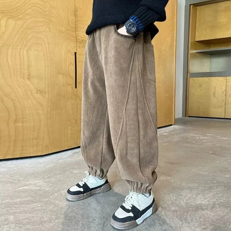 2025 New Boys' Corduroy Pants Spring Autumn Toddler Boy Sports Casual Pants