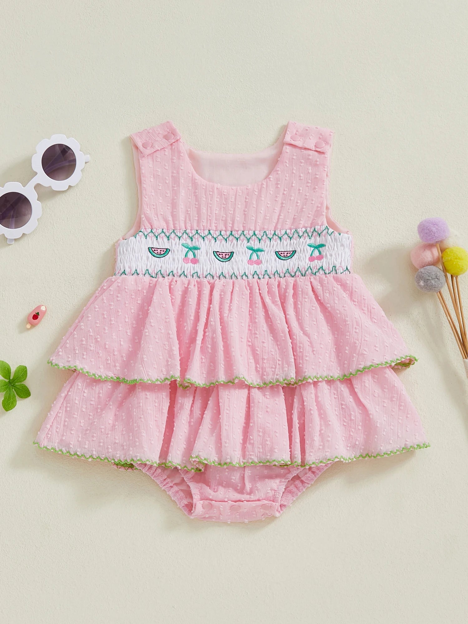 Infant Floral Print Sleeveless Romper Dress with Ruffle Detail and Bow Tie Newborn Summer Playsuit Outfit