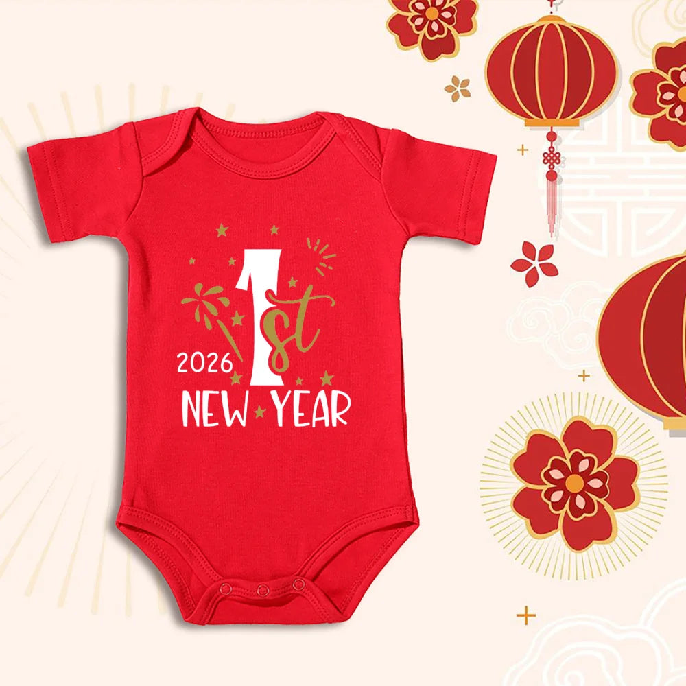 My 1st New Year 2026 Baby Cotton Rompers Newborn Infant Jumpsuit First New Year Baby Bodysuit Toddler New Year Ropa