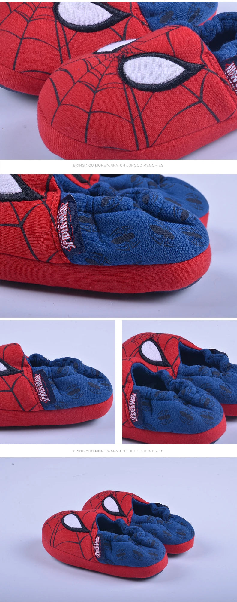 Disney Indoor Home Slippers Parent-child Heel Cotton Cartoon Slippers Anti-Skid Floor Children's Shoes Breathable Slippers Red