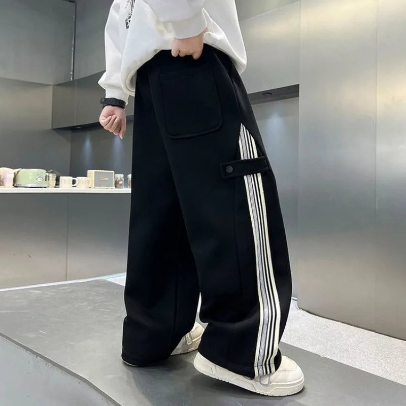 Boys Autumn 2025 Trendy Loose Sweatpants Casual Comfortable Outdoor Sports Pants for Tween Boys Size 8-12
