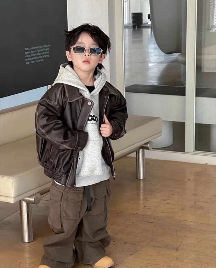 2025 New Boys' Mid-Large Spring Autumn Korean-Style Stylish Hooded Hoodie - Fashionable Baby To Big Kids Top