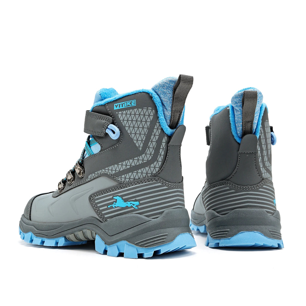 Kids Hiking Boots Boys Girls Outdoor Walking Climbing Sneaker Comfortable Snow Shoes Hiker Boot Antiskid Steel Buckle Sole