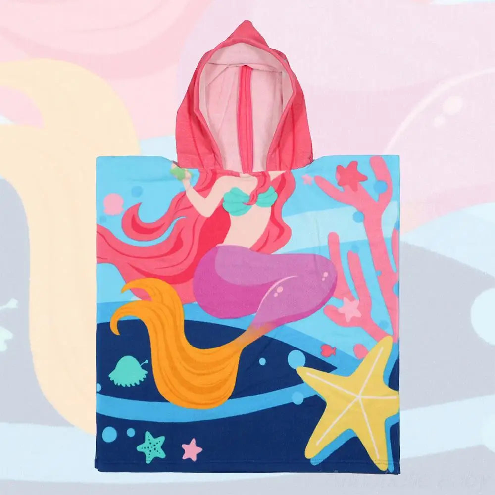 Children Hooded Cloak Beach Towel Kids Swimwear Bath Towel Robes For Boy Girl Toddler Baby Cloak Cape Microfiber Cotton Bathrobe