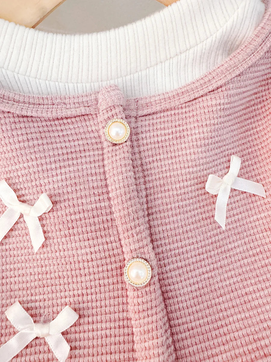 Spring And Autumn New Sweet Bow Baby Girl Dress, Princess Style Children'S Long Sleeved Clothes For Babies Aged 0-3 Years Old