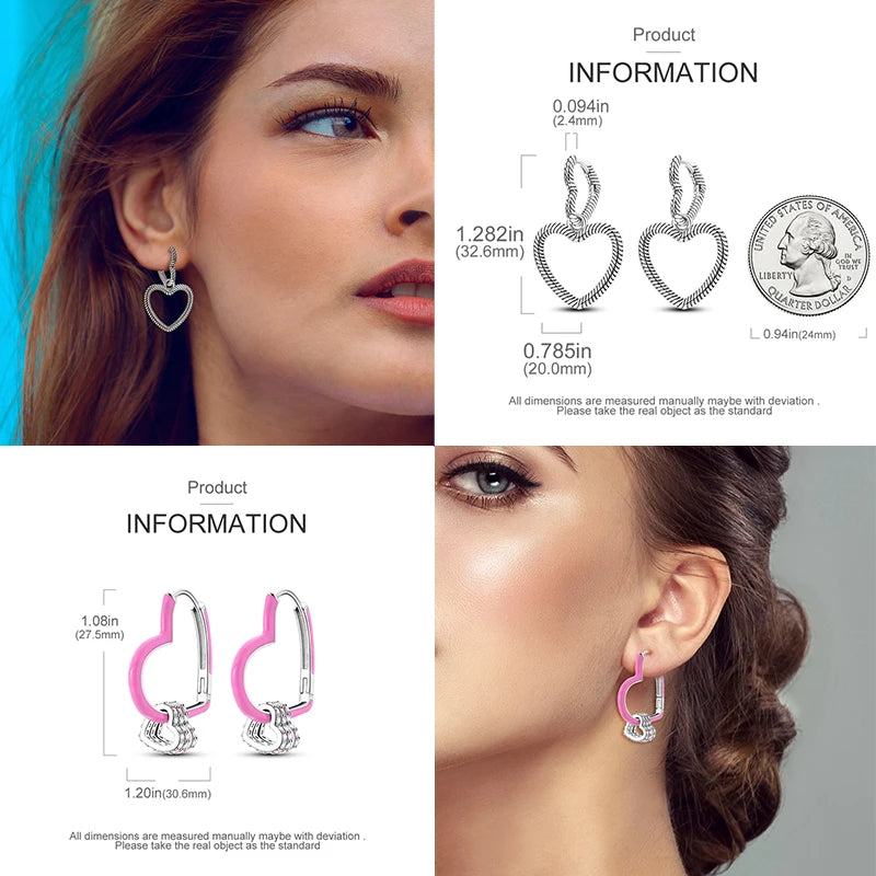 925 Sterling Silver Pave U Shape Heart Eardrop Earrings Hoop Earrings For Women Wedding Engagement For Girlfriend Birthday Gift