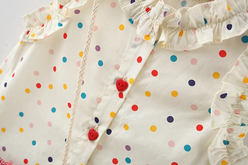 (9 Months -4 Years Old) Summer New Colorful Polka Dot Baby Girl Dress, Countryside Style Children'S Clothing Free Gift Bag