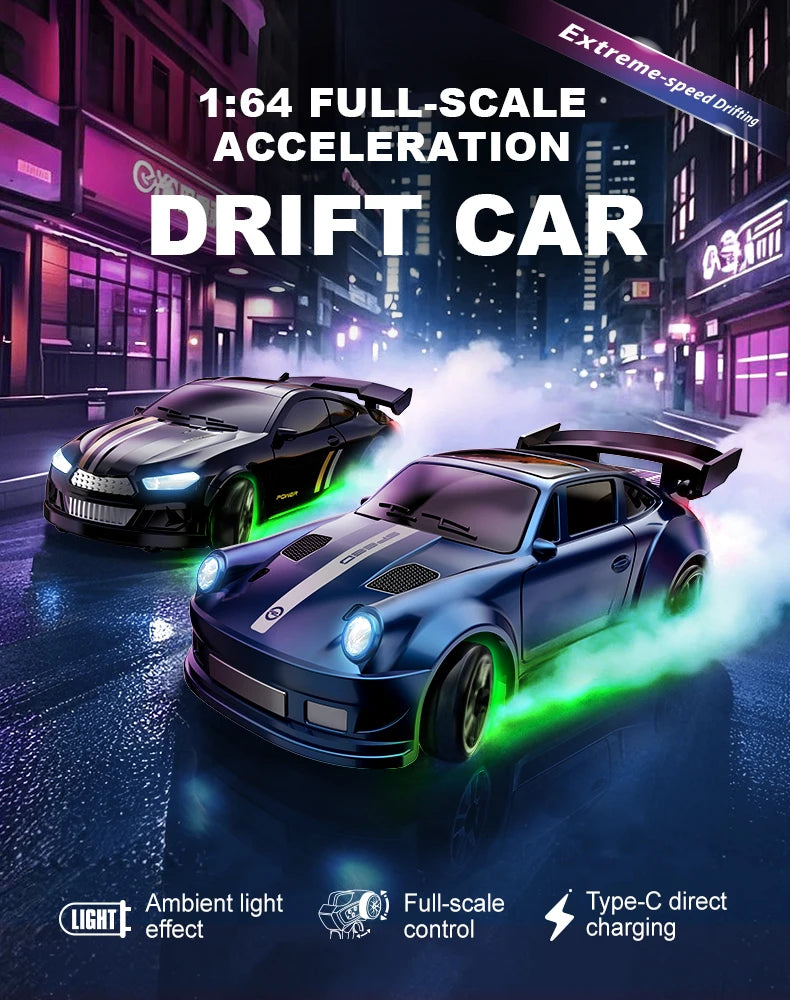 1/64 Scale Drift RC Car - 2.4GHz Desktop Mini Racing Model with ESP, 4WD Remote Control Vehicle, Toy for Adults & Kids, Ideal Gi