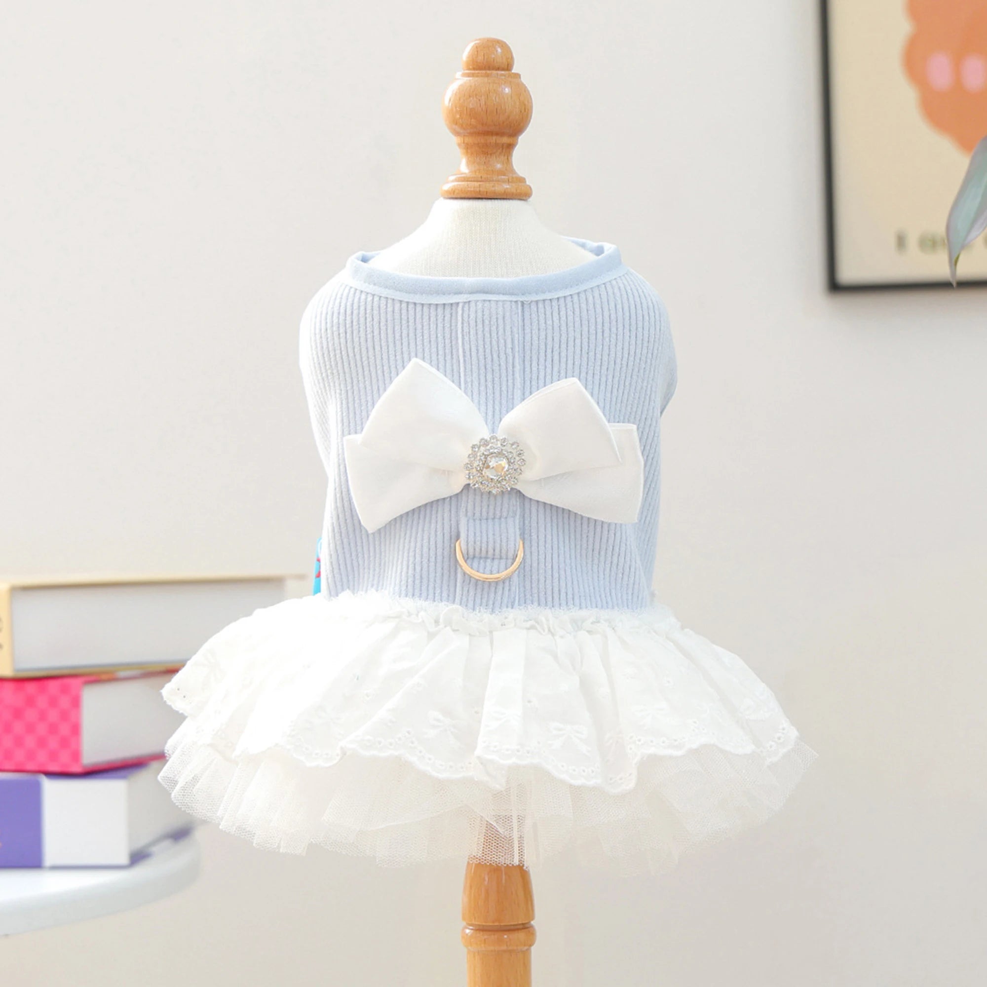 Dog Princess Dress with Bow Puppy Girl Tulle Dress Pet Clothes for Small Dogs Cats