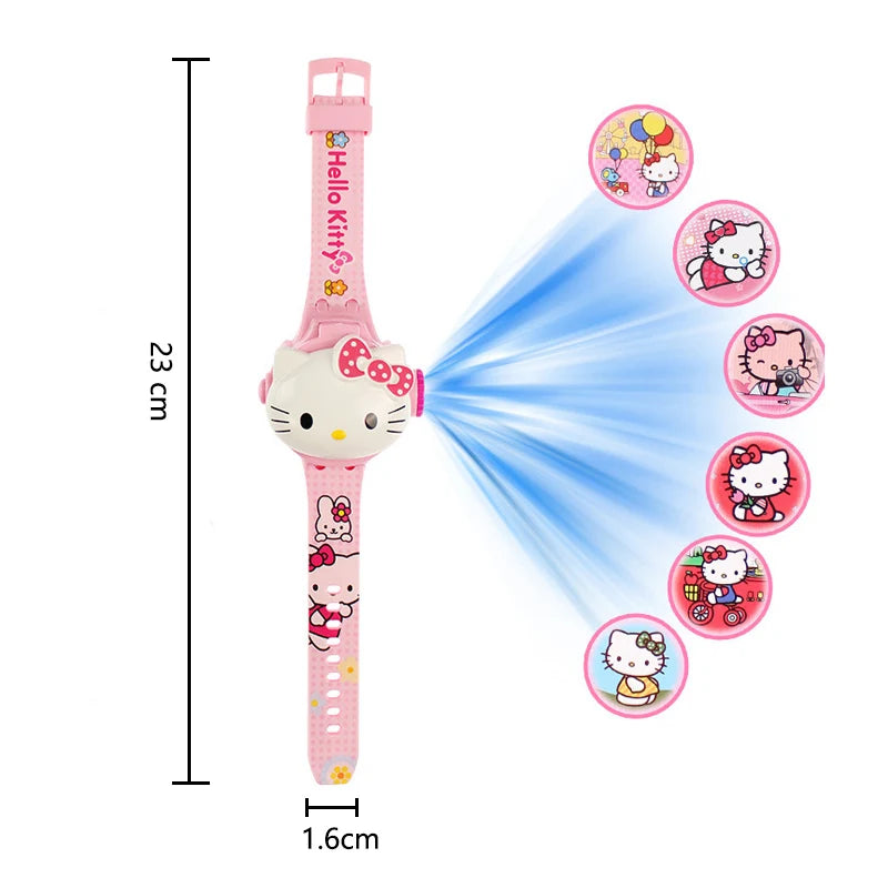 3D Pattern Projection Hello Kitty Girls Watches Children New Cartoon Kuromi LED Watch Kids Toys Wristband Clock Gift