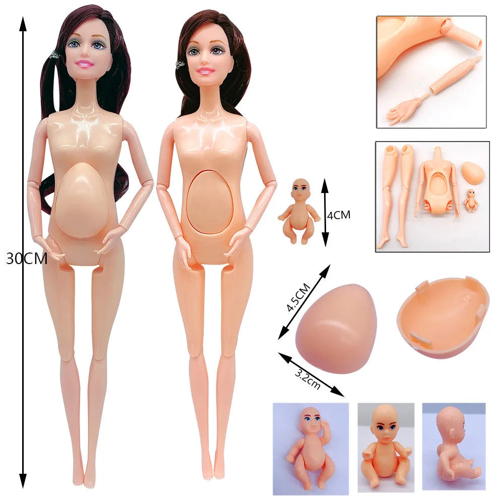 Doll Accessories Baby Dolls Pregnant Mom Father Children Family Set Christmas Birthday Present for Doll Game Toy,No Color Box