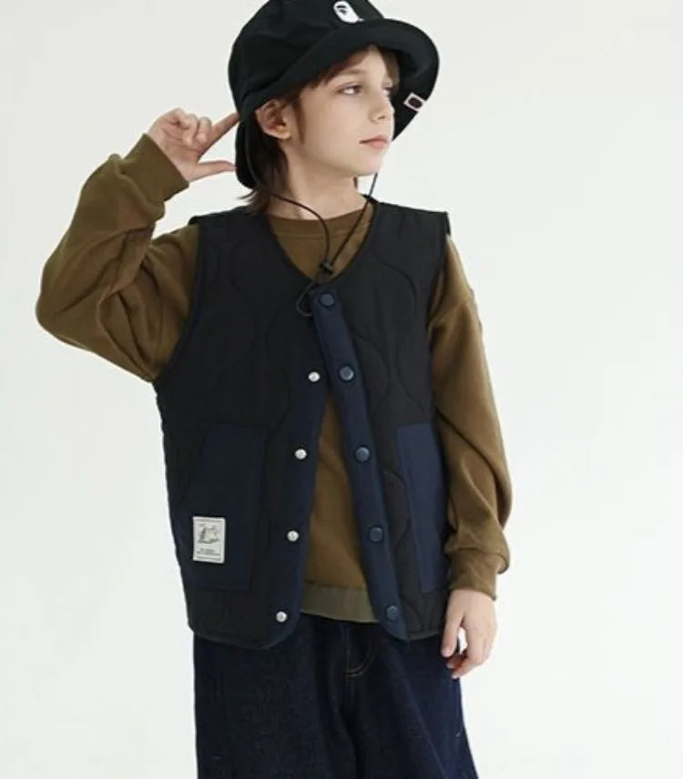 2025 New Winter Boys' Vest Stylish Children's Winter Jacket Baby Boy Sleeveless Waistcoat Outerwear for Toddler Boys