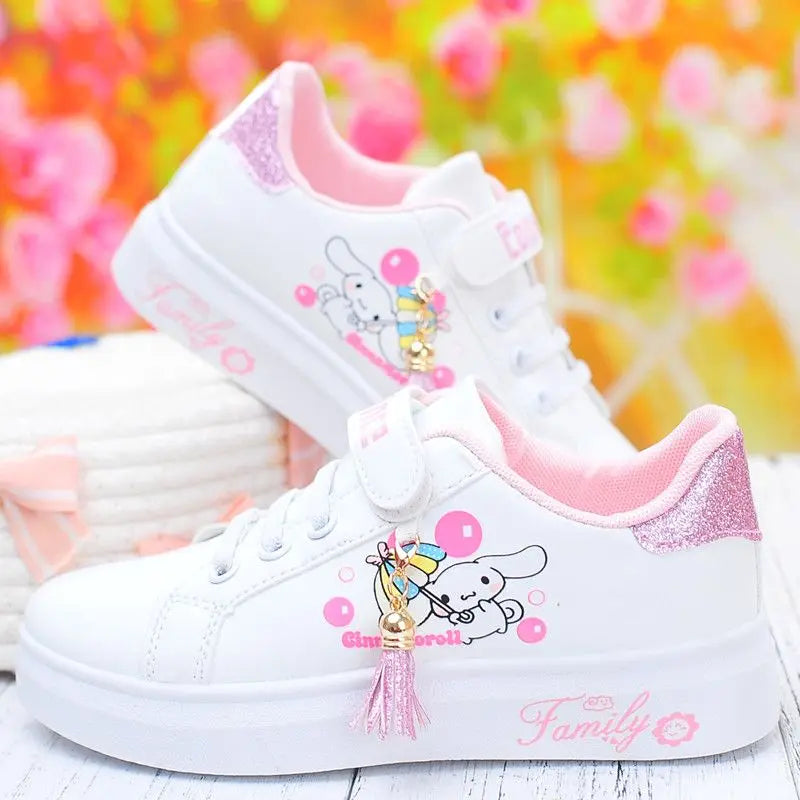 Sanrio hello kitty  spring autumn non-slip net shoes girl casual shoes cartoon board shoes kuromi sports shoes cute Sneakers