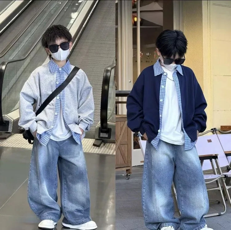 Autumn Boys 2 in 1 Loose Oversized Coat Layerable Cardigan Streetwear Essential Stylish Unisex