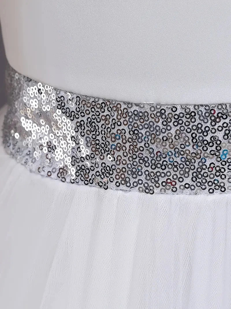 Girls Princess Dress Sleeveless Sequin Mesh Tutu Dress Performance Dress Wedding Flower Girls Dress For Evening Birthday #2038