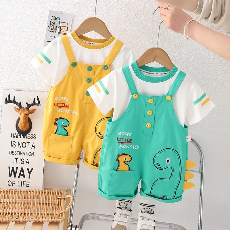 New Summer Baby Boys Clothes Children Fashion T-Shirt Overalls 2Pcs/Sets Toddler Outfits Infant Casual Costume Kids Tracksuits
