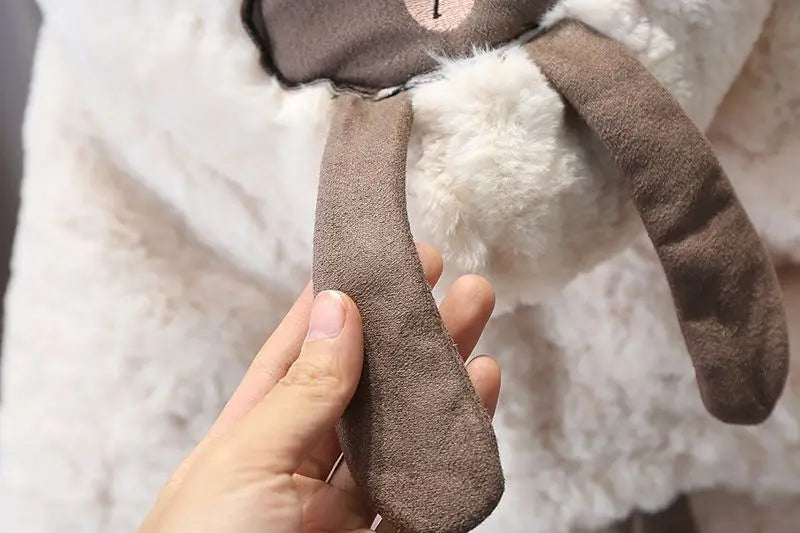 Winter Baby Girls Boys Cartoon Bear Warm Jacket Hooded Outerwear Children Thick Fleece Coat Cashmere Padded Jackets for Kids