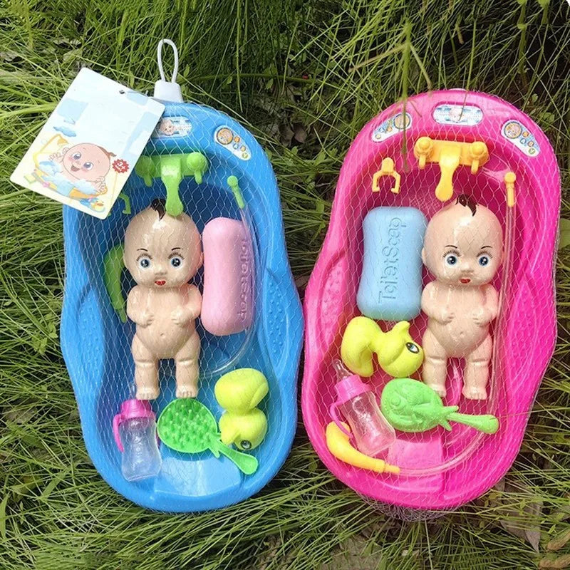 Baby Dolls Bath Set Pretend Play Baby Doll Care Toys Girl Boy Doll Set with Bathtub Accessories Toddlers Toys Birthday Gifts
