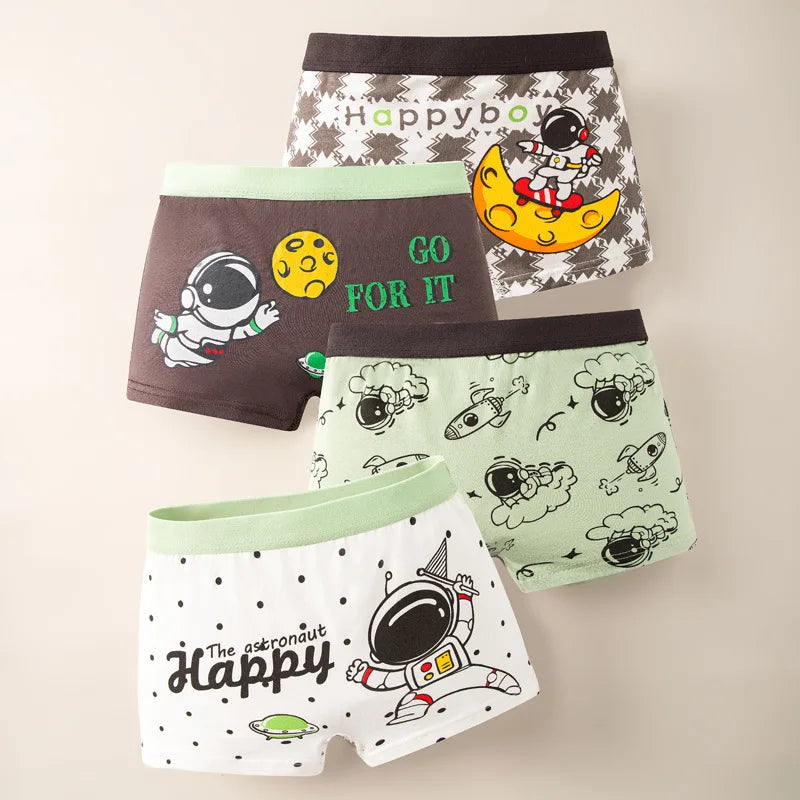 Boy Pure Cotton Boxers Kids Colorful Underwear Cute Design Baby Boy Underpants Size M-3XL For Weight 10-45kgs Boy