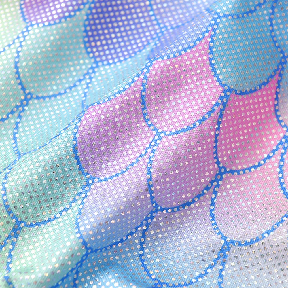 VIKITA Kids Flare Sleeve Dress Girls Summer Vestidos Toddlers Mermaid Print Dresses Girl Irregular Mesh Tulle Layered Cake Dress