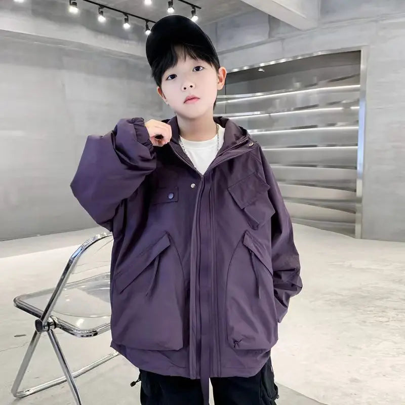 2025 New Boys Windbreaker Jacket Spring Autumn Waterproof Windproof Youth Unisex Stylish Outdoor Jacket for Kids