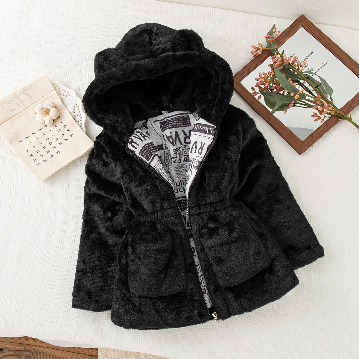 Winter New Thick And Warm Baby Girl Coat, Simple Solid Color Children'S Clothing Suitable For Babies With A Height Of 90-140cm