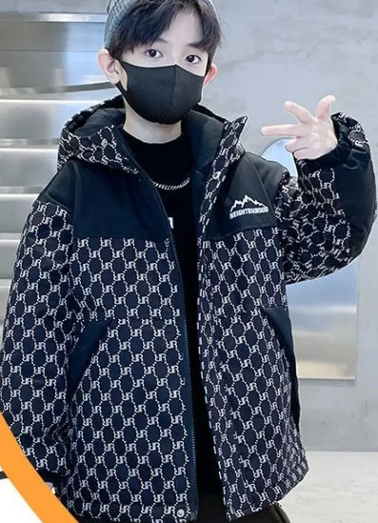 2025 New Boys' Thickened Winter Coat with Hood, Fleece-Lined Parka Jacket for Toddler Boys, Stylish & Warm Winter Wear