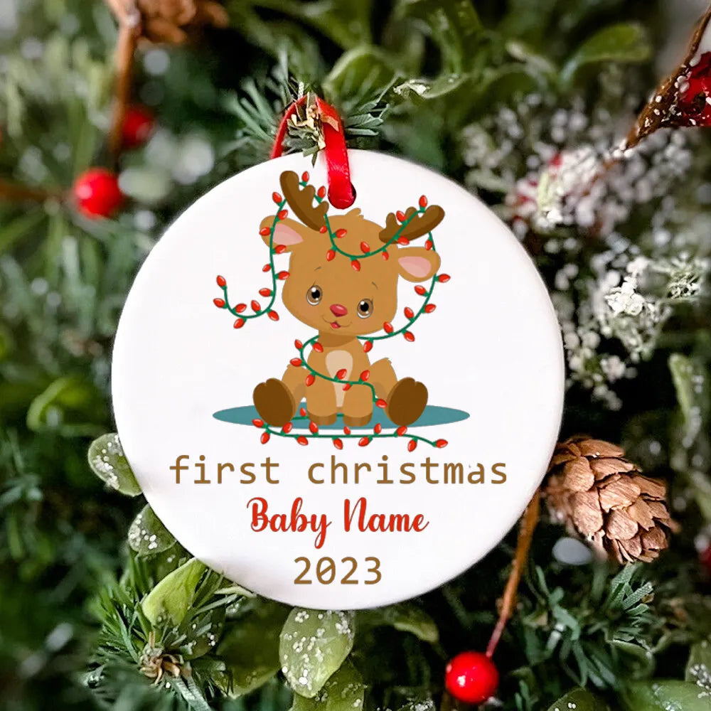 Personalized Christmas Baby Ornament Baby First Christmas Photo Prop Ornament Baby Photography Accessories Infant Xmas Cute Gift