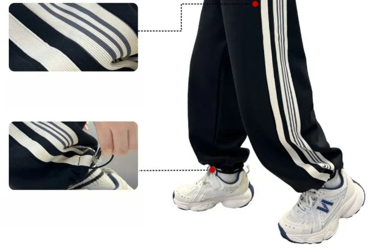 2025 New Release Boys' Wide-Leg Pants - Breathable Sporty Straight Leg for Boys 120-170cm, Spring Autumn Streetwear Casual Wear