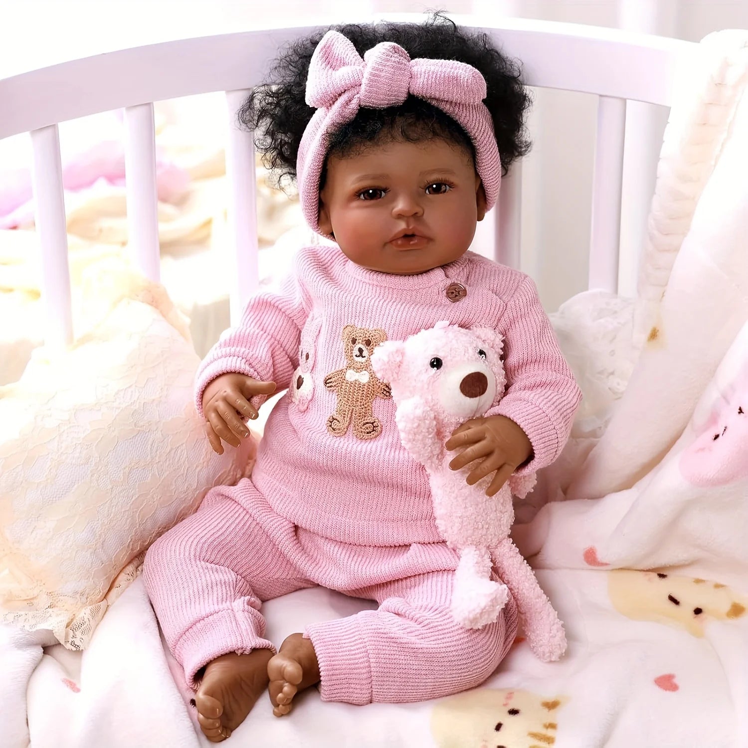 20 ” Realistic Reborn  Baby Dolls Girl,Soft Vinyl & Cloth Body Cute Newborn Doll With Play Set For Kids