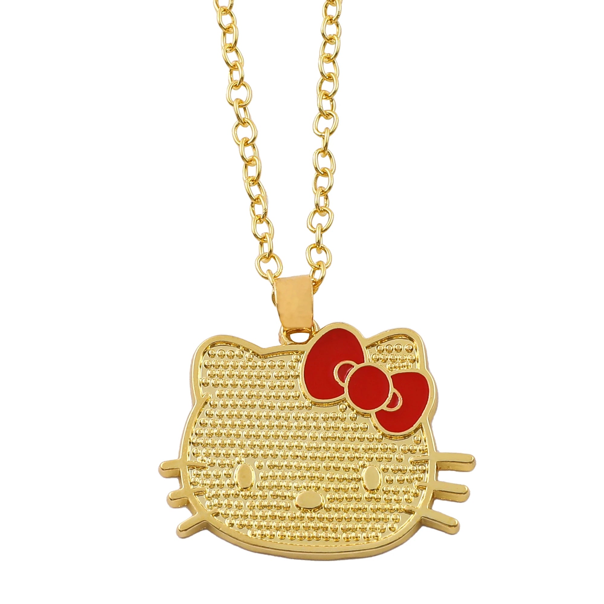 Sanrio Animation Peripherals Characters Hello Kitty Peripheral Golden Pendant Necklace Kawaii Jewelry Accessories Birthday Gift