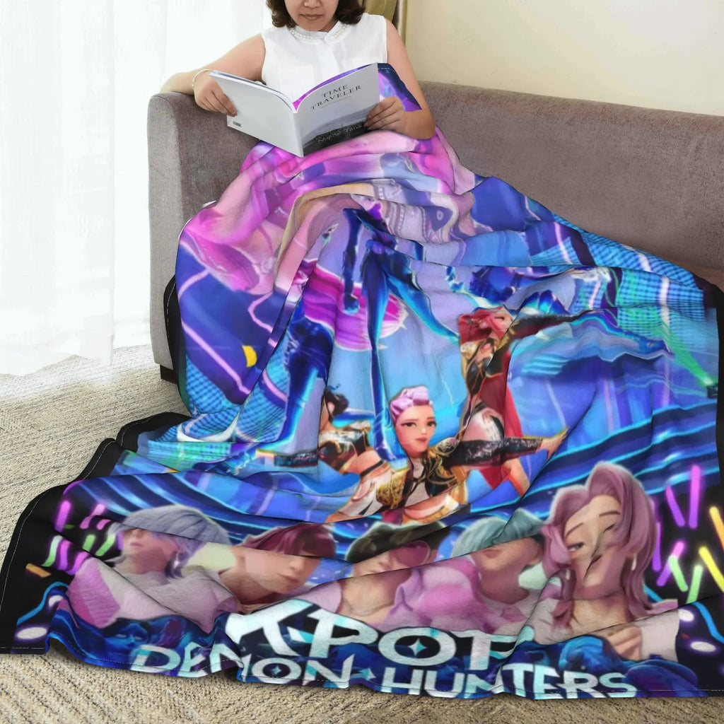 kpop Demon Hunters Huntrix & Saja Boys Blanket  Super Warm Comfortable Plush Throw Blanket Child Home Decor Flannel  Bed Cover