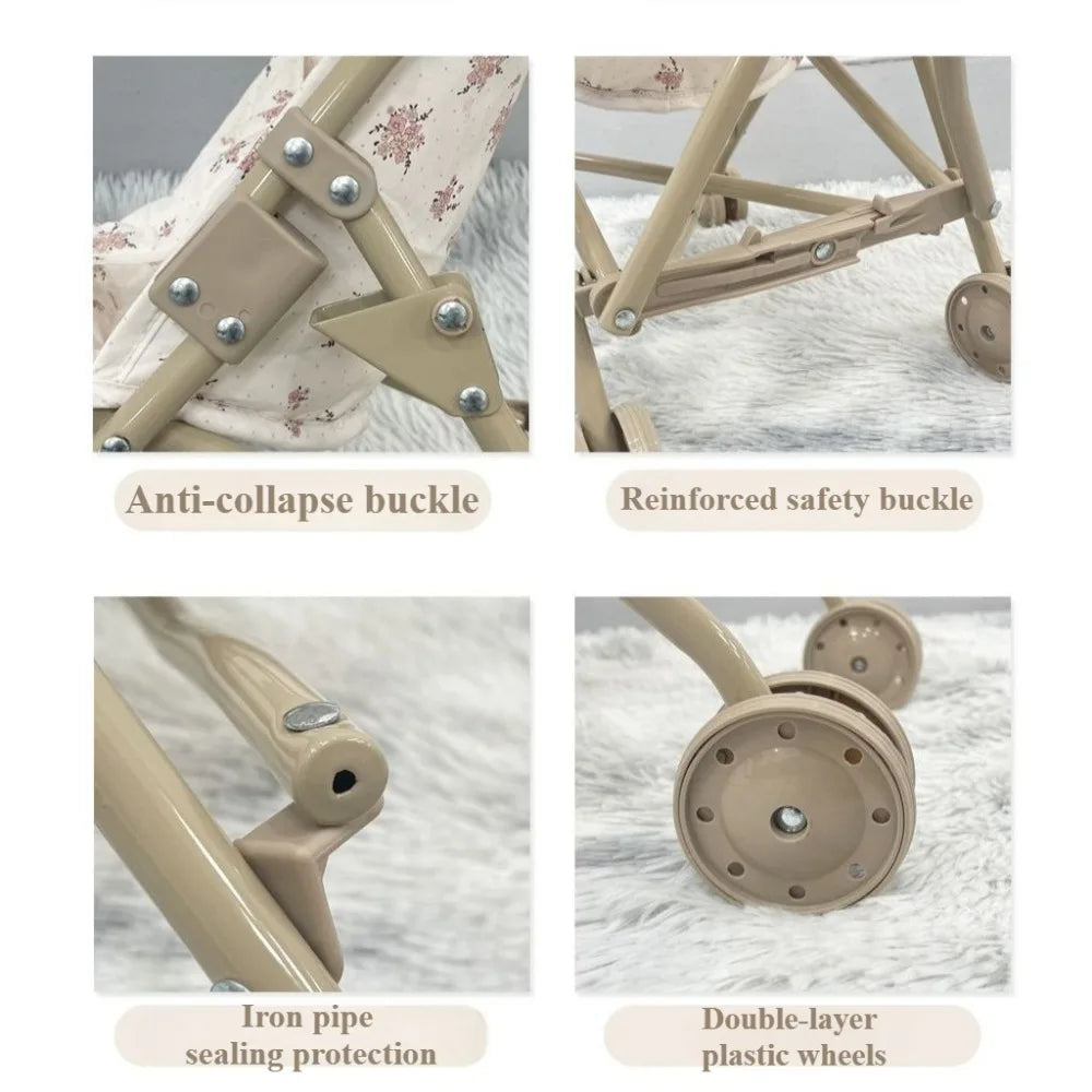 Dolls To Play Baby Doll Stroller Toy for Girls with Canopy Storage Bag Pretend Play Foldable Christmas Gifts for Kids Toddlers