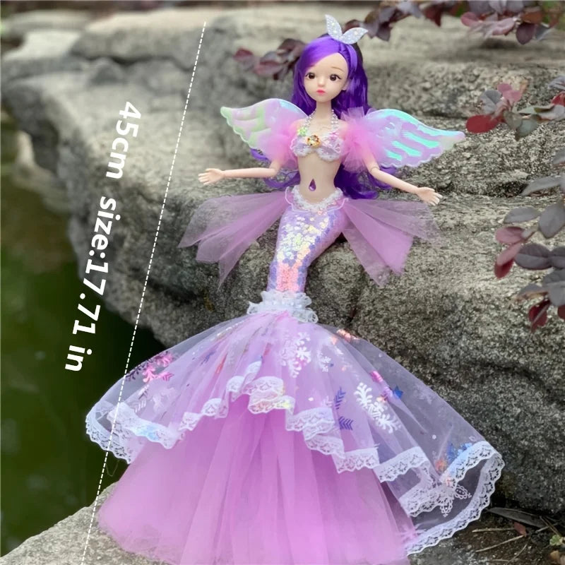 Colorful Mermaid Doll Rainbow Princess Toy Children's Pretend Play House Dress Up Toy Christmas Birthday Gift for Girls