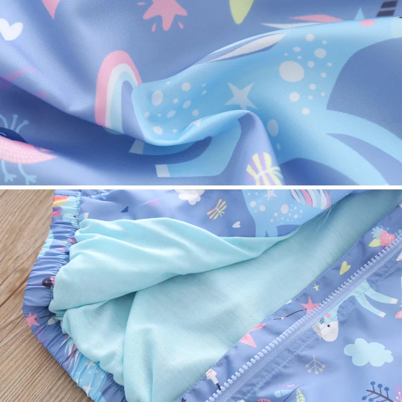 Fashion Kawaii Children's Jackets for Boys Girls Pink Blue Autumn Clothes 1 to 2 3 4 5 6 7 8 9 Years 2024 Kids Hoodie Waterproof