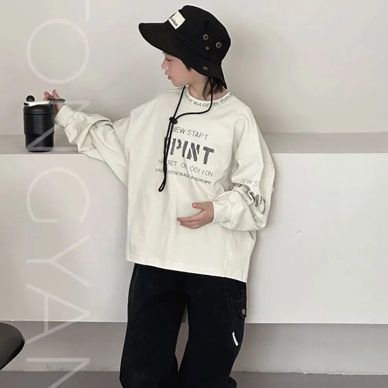 Cotton Undershirt T-shirt Children's Boy's Clothing Kids Top Bottom Clothes Set Boys Child Tee Spring Autumn Tshirt Junior Boys'