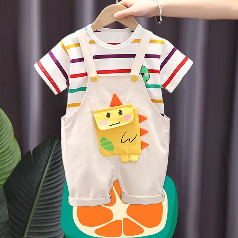 New Summer Baby Boys Clothes Suit Children Short Sleeved T-Shirt Shorts 2Pcs/Sets Kids Clothing Toddler Casual Cotton Costume