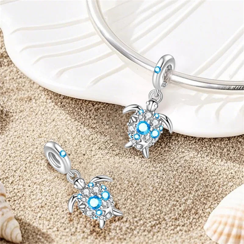 Hot Sale 925 Sterling Silver Ocean World Series Sea Turtle Starfish Little Crab Octopus Charms Bead Fit 925 Bracelet DIY Jewelry