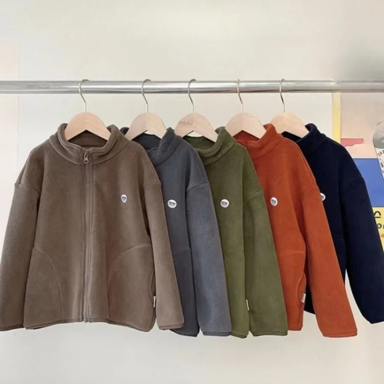 Kids Girls Boys Baby Mid-Large Size Autumn-Winter Polar Fleece Layering Jacket Fleece Sweatshirt Top