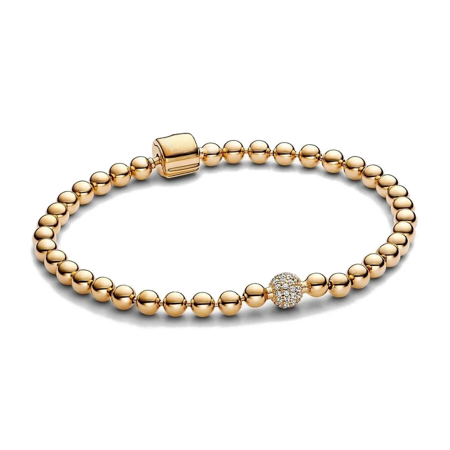 New 925Silver original 17-21CM Pearl Heart-Shaped Hard Ring Square Buckle Round Bracelet Fit for DIY Mini Birthday Jewelry Gifts