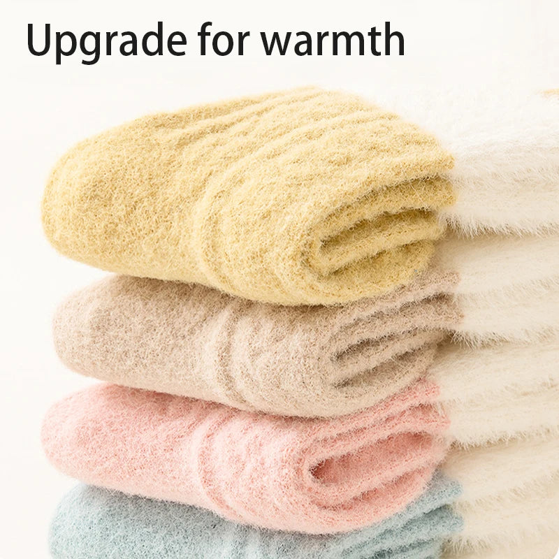 3/6 Pairs Children'S Socks Solid Color Cartoon Kids Mid-Tube Socks Winter Warmth Newborn Socks For Boys And Girls