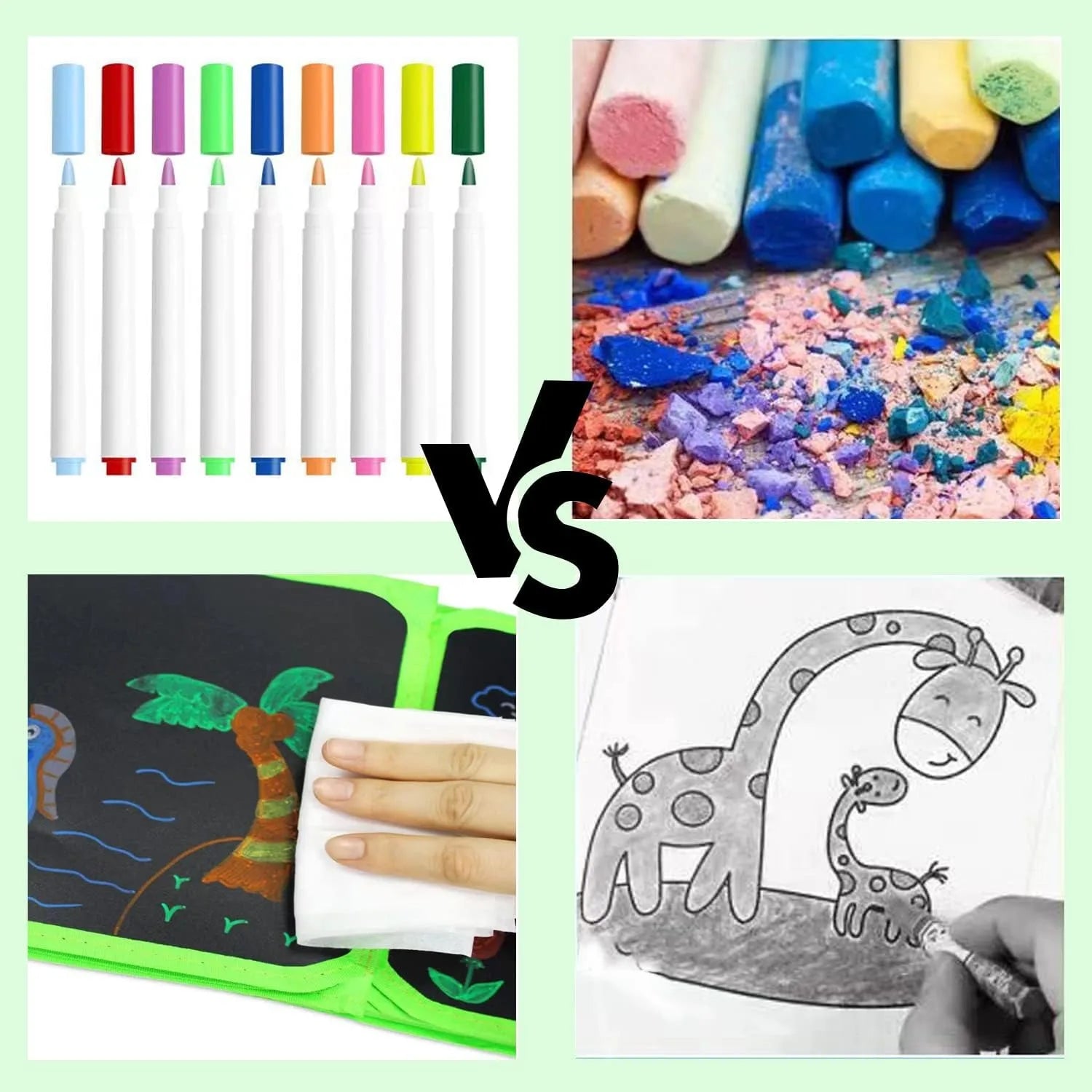 Green Dinosaur Erasable Book Doodle Set Magic Drawing Book Reusable Drawing Book 12 Watercolor Pens 14 Page Drawing for Kids
