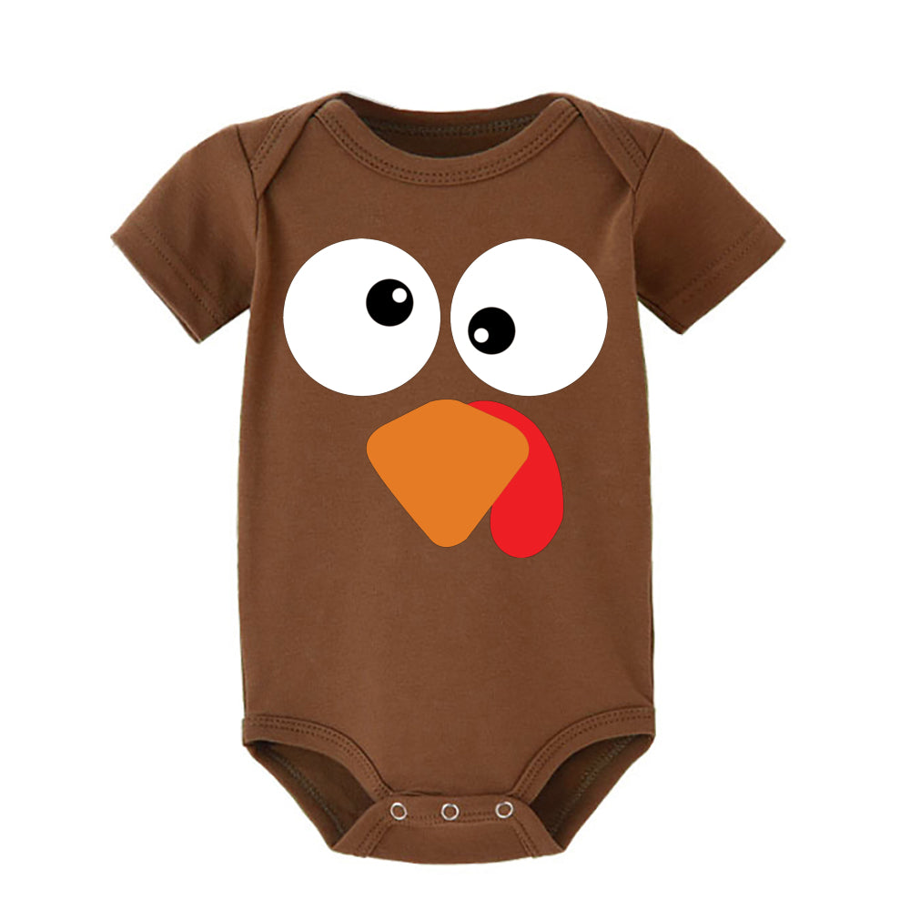 Thanksgiving Turkey Face Baby Bodysuit Boys Girls Cute Clothes Toddler Romper Baby Short Sleeve Jumpsuit Thanksgiving Outfits