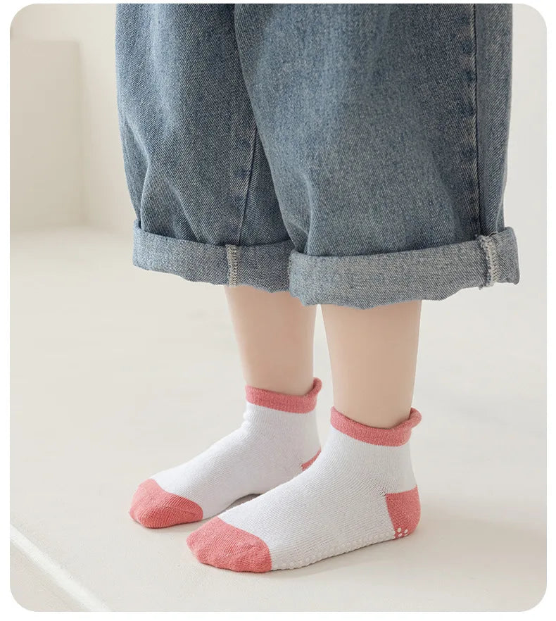 6 Pairs 0-5 Years Old Non-Slip Kids Socks with Grip Little Girls Boys Ankle Socks Infants Toddlers Children Floor Socks