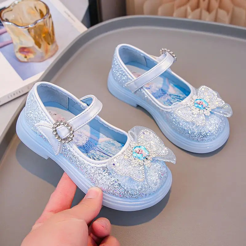 Disney Kinder-Sandalen mit hohem Absatz, Prinzessin Elsa, LED-Lichter, Sommer, Mädchen, Kristallblau, Rosa, Größen 23-34